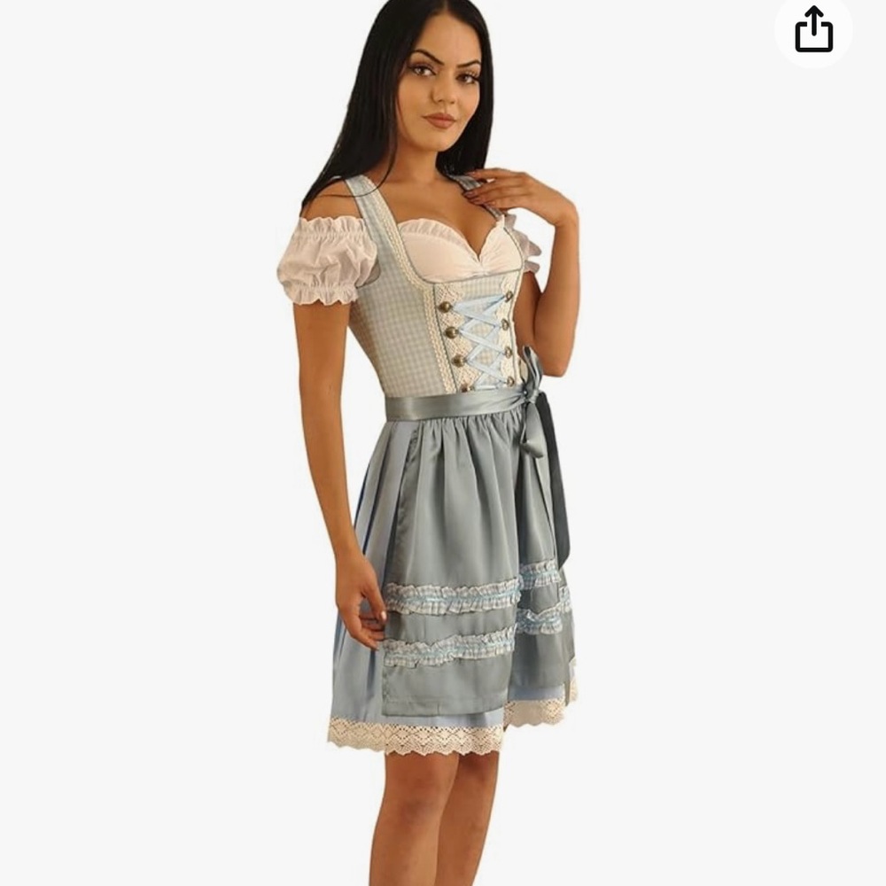 Light Blue Gingham Dirndl Dress